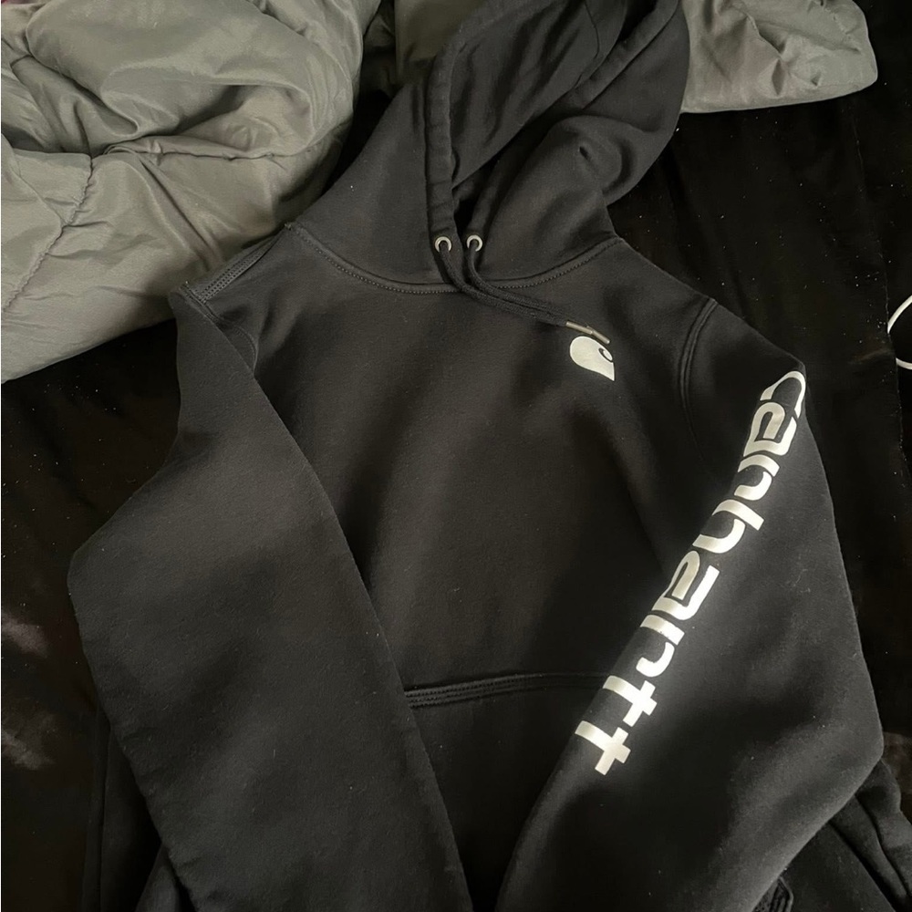 Carhartt Charcoal Hoodie with White Logo